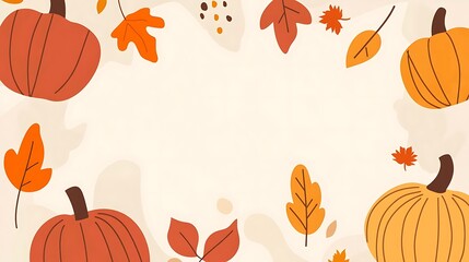 Autumn pumpkins with leaves frame. (2)