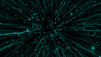 Cyan color sparkling glitter particles motion background