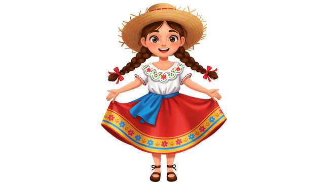 Menina com vestido junino colorido &ndash; sem fundo