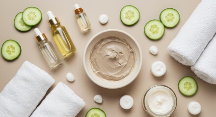 Holistic wellness assortment: skin treatments, soothing ingredients, and personal care