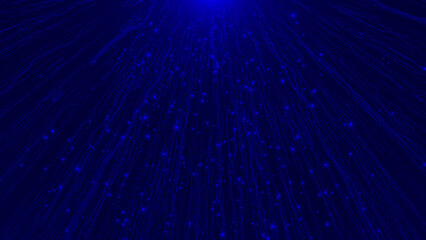 Blue meteor shower wavy particles falling with sparkling particles , particles background