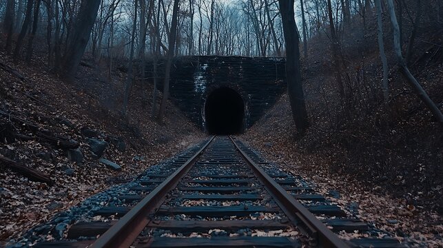 Forest railway tunnel