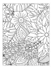 Flower pattern. Vector doodle flowers in black and white. Page adult coloring book. Coloring Flower Page.