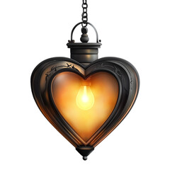 Obraz premium Glowing Heart-Shaped Lantern with Flickering Light