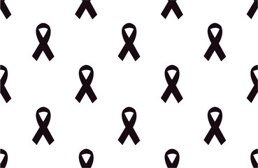 seamless pattern with black awareness ribbons on white background.