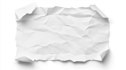 Fototapeta premium Blank Sheet of Crumpled White Paper isolated on White Background