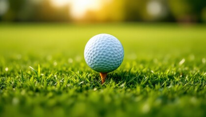 Naklejka premium Golf Close-Up of Ball and Club on the Course - Dynamic Action Shot