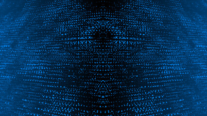 Royal blue color abstract futuristic cyberspace technology background. Sci-fi particles background