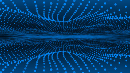 Royal blue particles flowing Fluid waves background. Abstract Liquid Pattern background