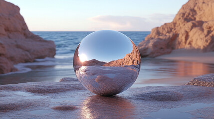 A minimalist 3D rendering of a small gray globe floats in a soft, blurred background, symbolizing simplicity, global unity, and the quiet presence of interconnectedness in a digital world.

