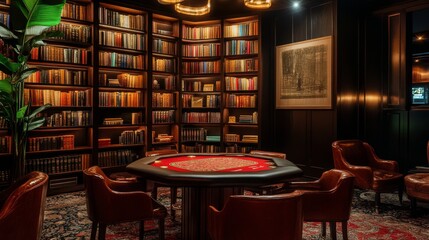 Luxurious Library Poker Room Interior Design