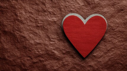 Fototapeta premium Red Heart on Rustic Brown Stone: A Simple, Romantic Image