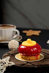 Gourmet dessert and coffee in elegant setting