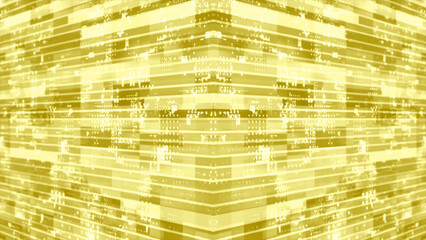 3D Yellow striped box pattern moving technology cyberspace background