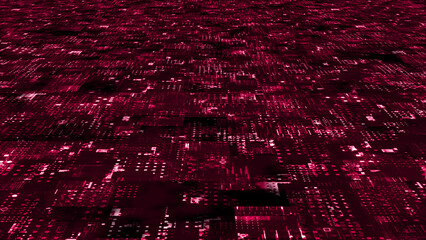 Motion graphic 3D digital technology futuristic Magenta red particles background. Technological and...