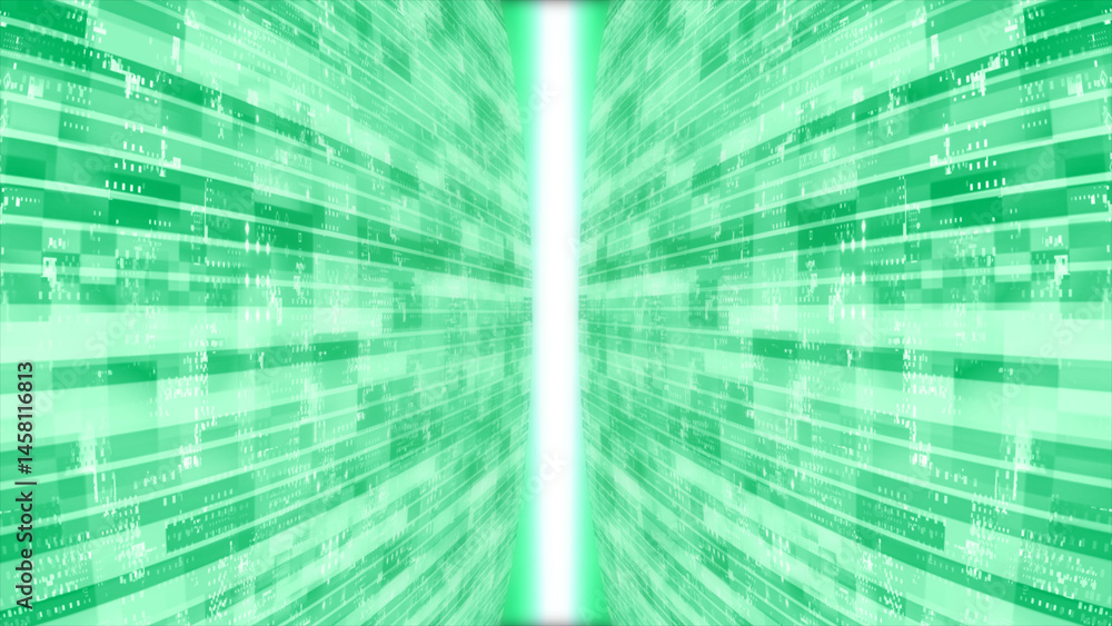 Poster 3d turquoise striped box pattern movingtechnology 3d cyberspace with light rays