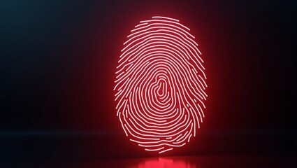 Fingerprint scan glowing, 3D biometric design