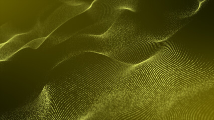 Yellow color digital particle wave in cyberspace abstract background ,cyber background or...