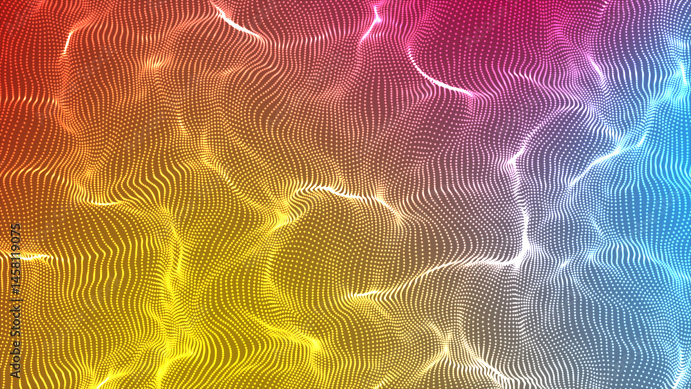 Poster digital particle wave glowing in cyberspace background , cyber or technology background