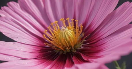 Obraz premium Close-up of cosmos flower, showcasing intricate details of petals and pistil , photography, colorful, petal