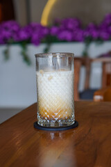 Salted caramel coffee, captured on May 6, 2025. A smooth blend of espresso and milk with a touch of...