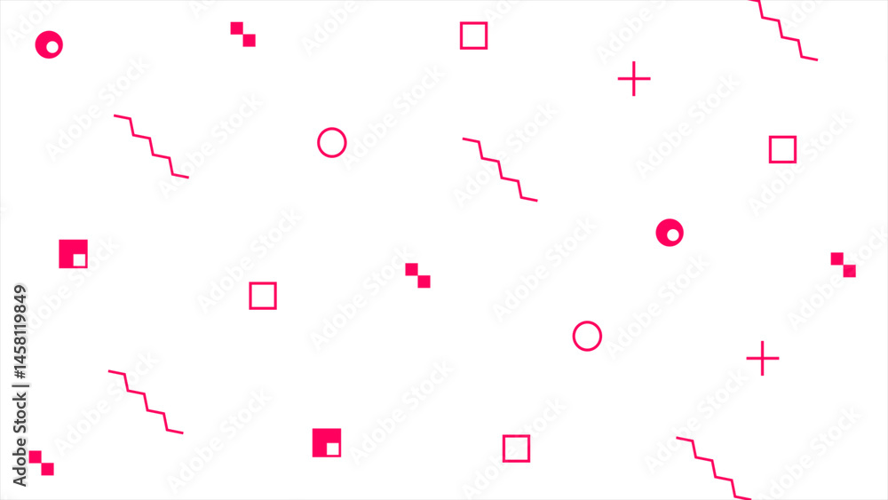 Poster magenta red random abstract shapes pop style minimal white background, simple and elegant background