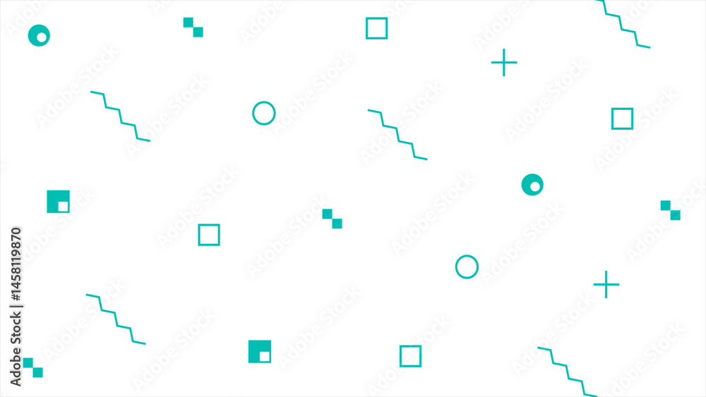 Poster cyan random abstract shapes pop style minimal white background, simple and elegant background