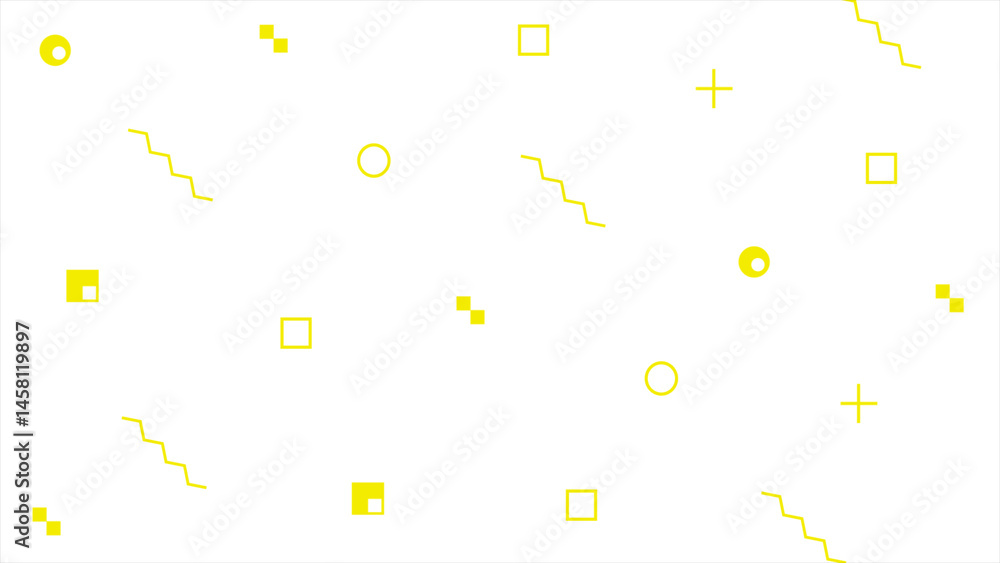 Poster yellow random abstract shapes pop style minimal white background, simple and elegant background