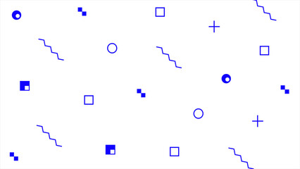 Blue random abstract shapes pop style minimal white background, simple and elegant background