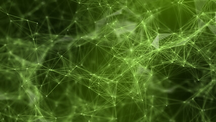 Lime green plexus Abstract digital connection moving dots and linesmesh,Technology background....