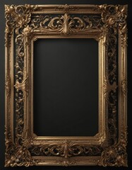 Black background, gold ornate frame, metallic texture,  elegant,  elegant
