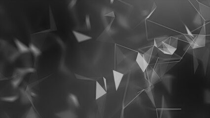 White and Black plexus Abstract digital connection moving dots and lines,Technology background. Network of lines and dots background