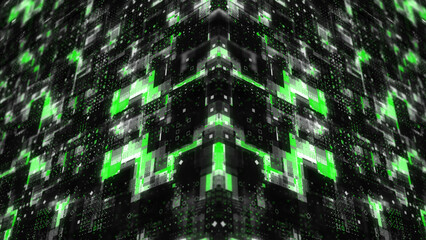 Green abstract technology futuristic cyberspace background, sci-fi technology background