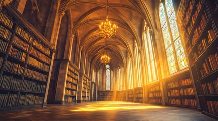 Ancient Library: A Golden Hour in the Hall of Books