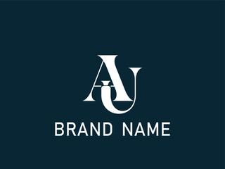 AU white letter with media icon. AU letter logo design . Initial letter AU monogram logo. AU logo.