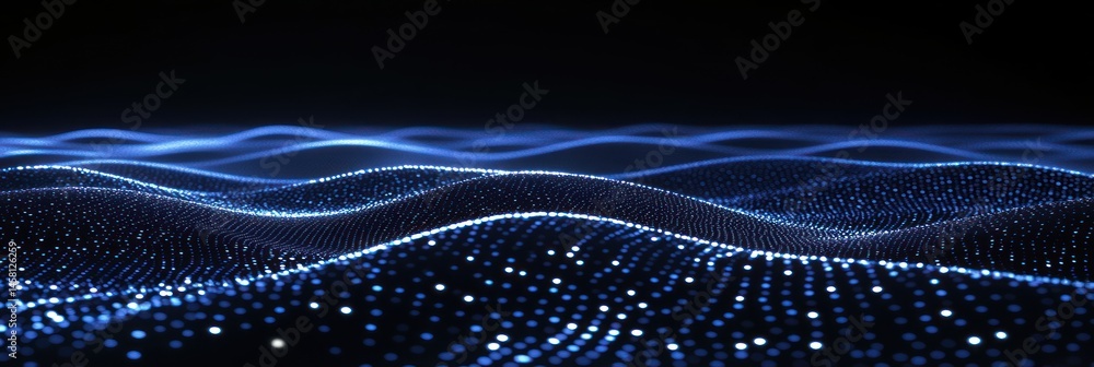 Poster abstract blue digital wavefield: a mesmerizing visualization of data flow and connectivity.