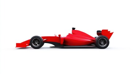 Red race car side view isolated on white background