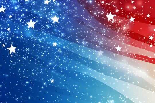 Abstract patriotic background with swirling stars in red white and blue colors