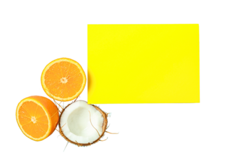 Slices of orange and coconut ready for summer enjoyment, isolated on white, PNG