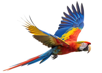 Fototapeta premium colorful flying parrot isolated on white background, PNG