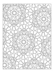 Fototapeta premium Flower pattern. Vector doodle flowers in black and white. Page adult coloring book. Coloring Flower Page.