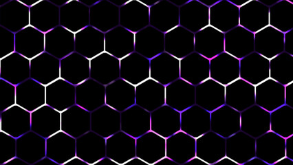 2D glowing digital technology hexagonal mesh background, glowing neon light gaming background