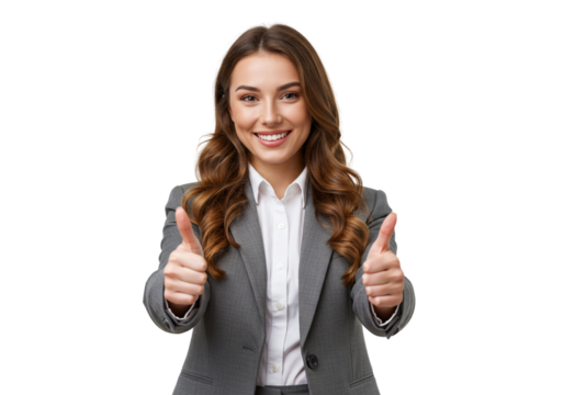Cheerful Woman Showing Thumbs Up Portrait Smiling Happy Casual Agreement