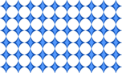 Fototapeta premium two tone blue layer diamond overlap repeat pattern, checkerboard, replete image design for fabric printing, star and round circle patter