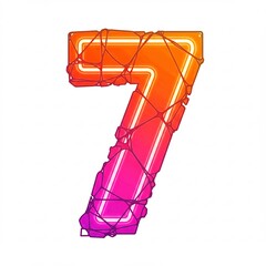 鮮やかグラデーション数字七、網目模様大胆デザイン