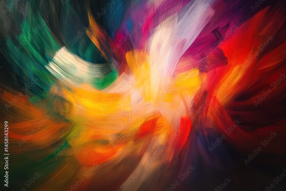 Poster Colorful fractal patterns create dynamic abstract movements in vibrant hues, Abstract with colorful fractal pattern movements