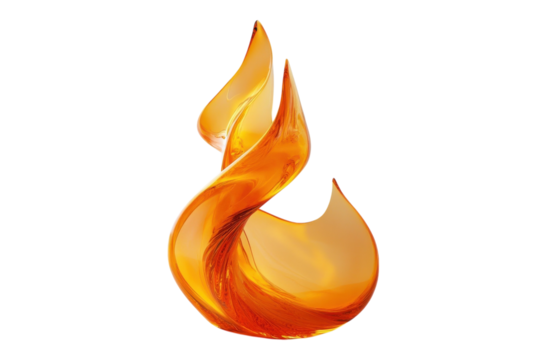Abstract amber flame design swirling liquid fire graphic vibrant orange and gold tones against a black on transparent background