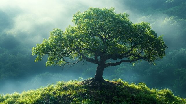 trees in the fog