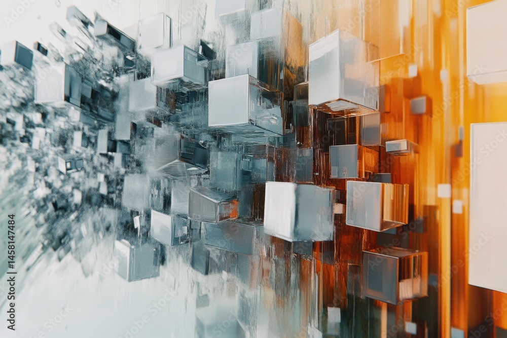 Aufkleber abstract cubic forms create dynamic explosion of shapes and colors in an artistic display, abstract 