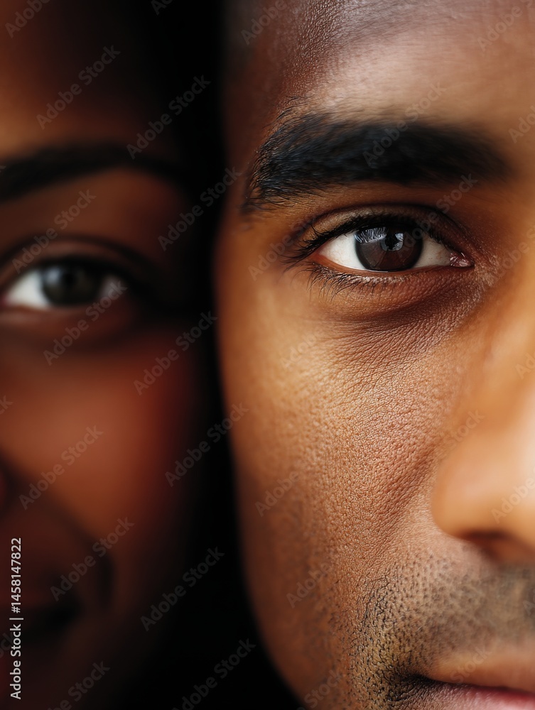 Aufkleber portrait of two individuals showcasing beautiful facial features and deep expressions highlighting c